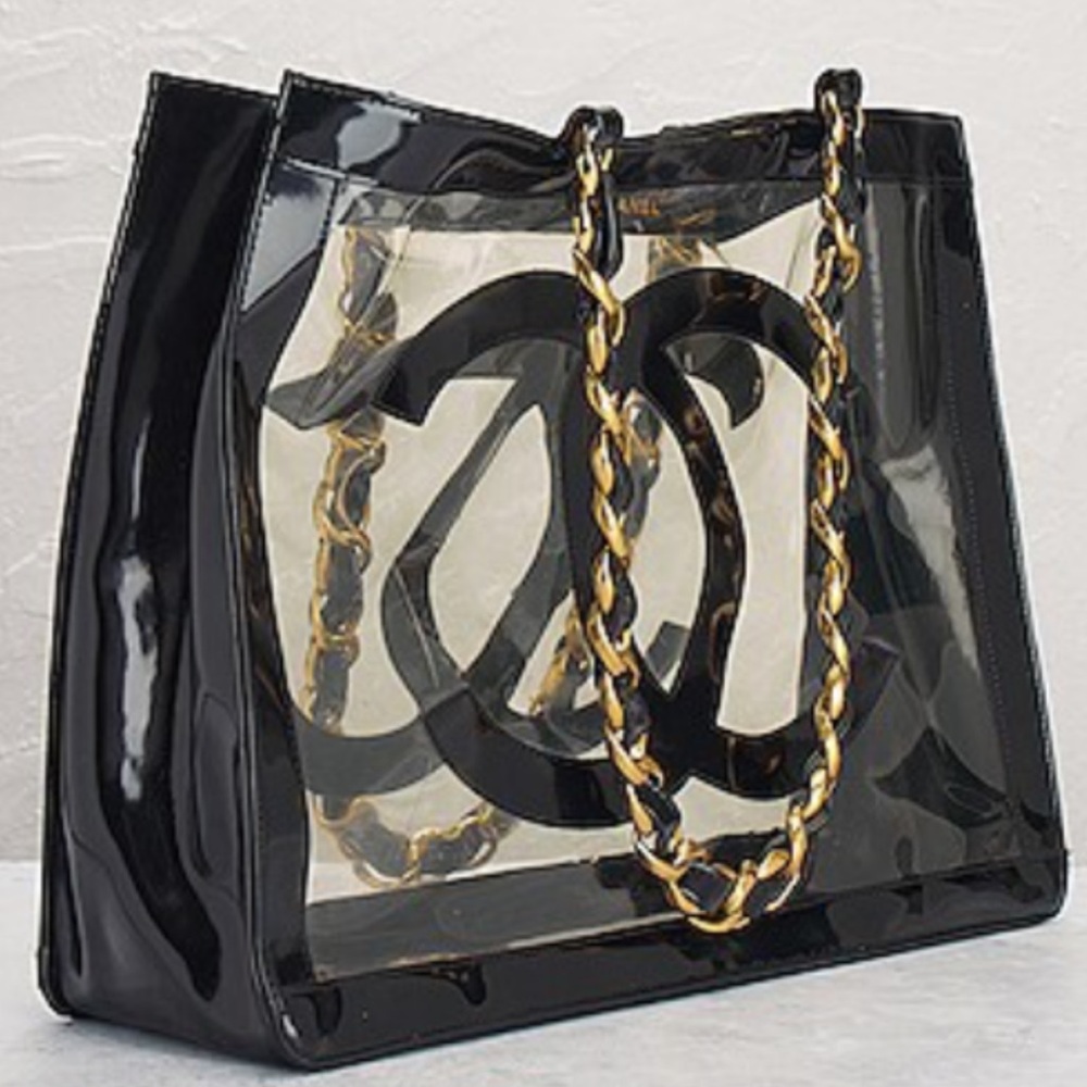Chanel rare Barbie 1995 lagerfeld’s collection Black and Gold PVC Women's Tote